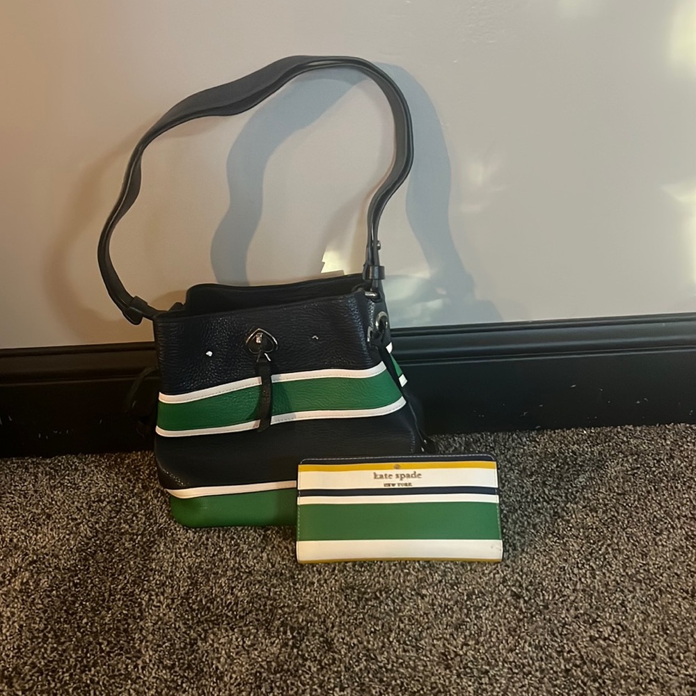 Kate Spade Black and Green Shoulder Bag